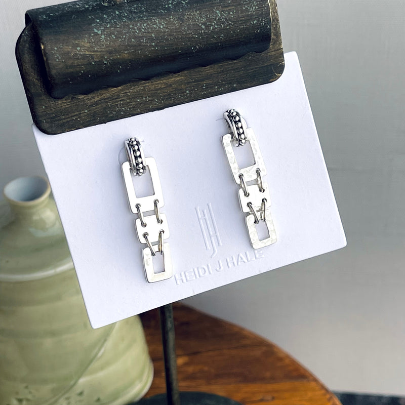 Sterling Silver Hammered Links Earrings 1.25”