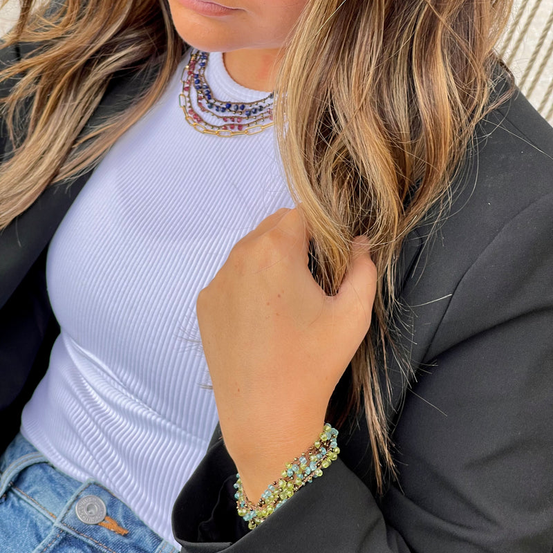 36” 14k Gold-filled Woven Gemstone Necklace