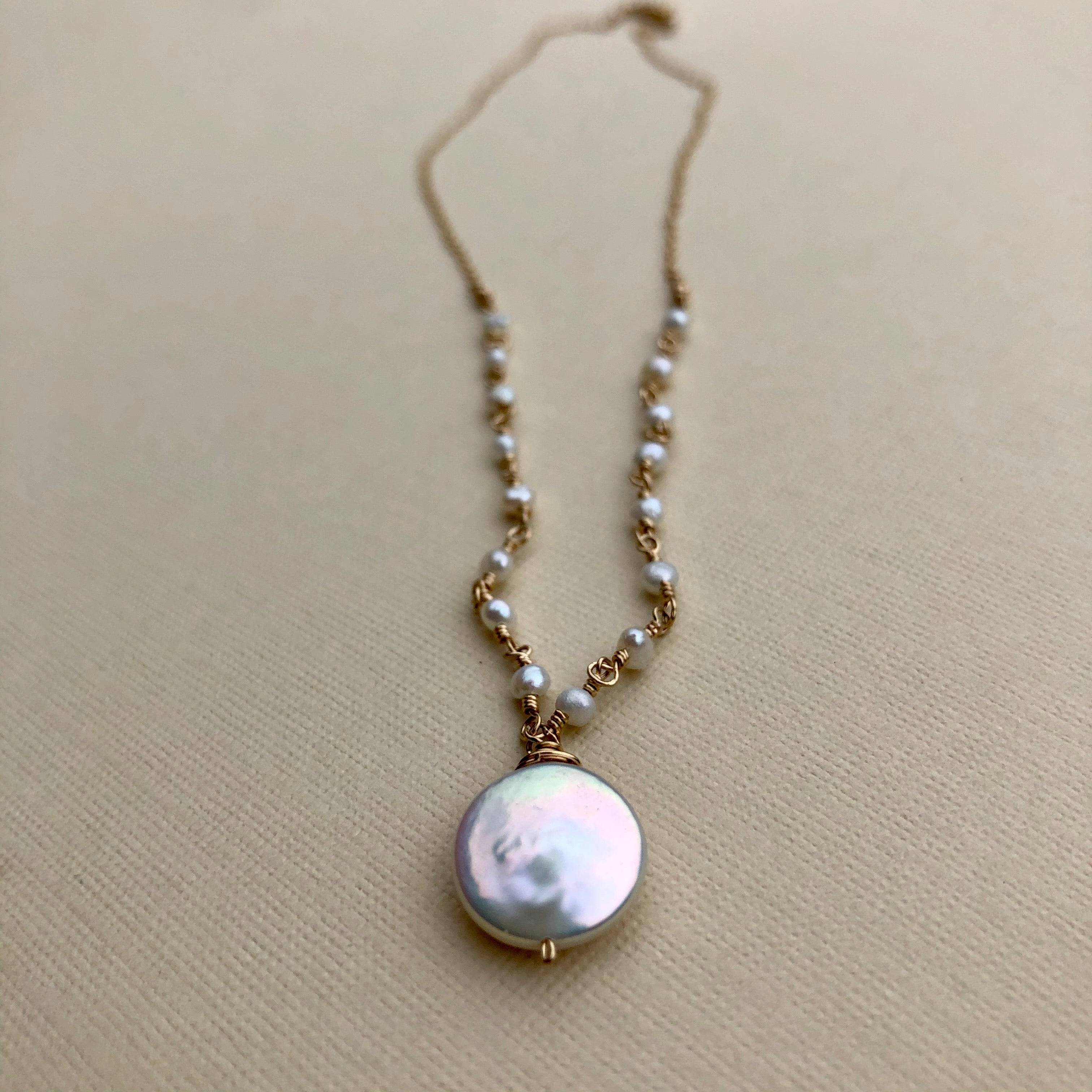 14K Gold-Filled Freshwater Pearl Coin Necklace | HeidiJHale