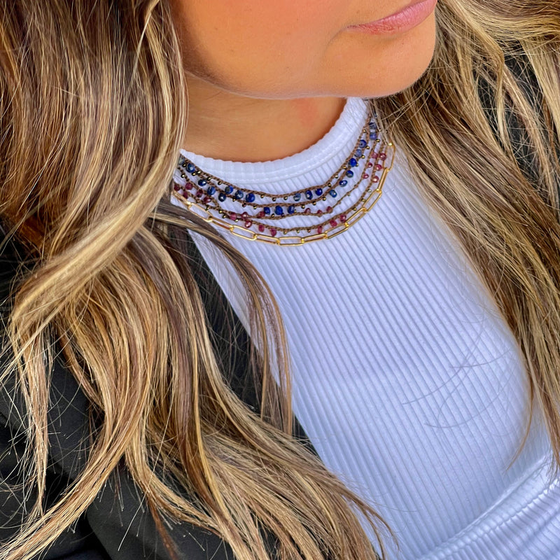 36” 14k Gold-filled Woven Gemstone Necklace