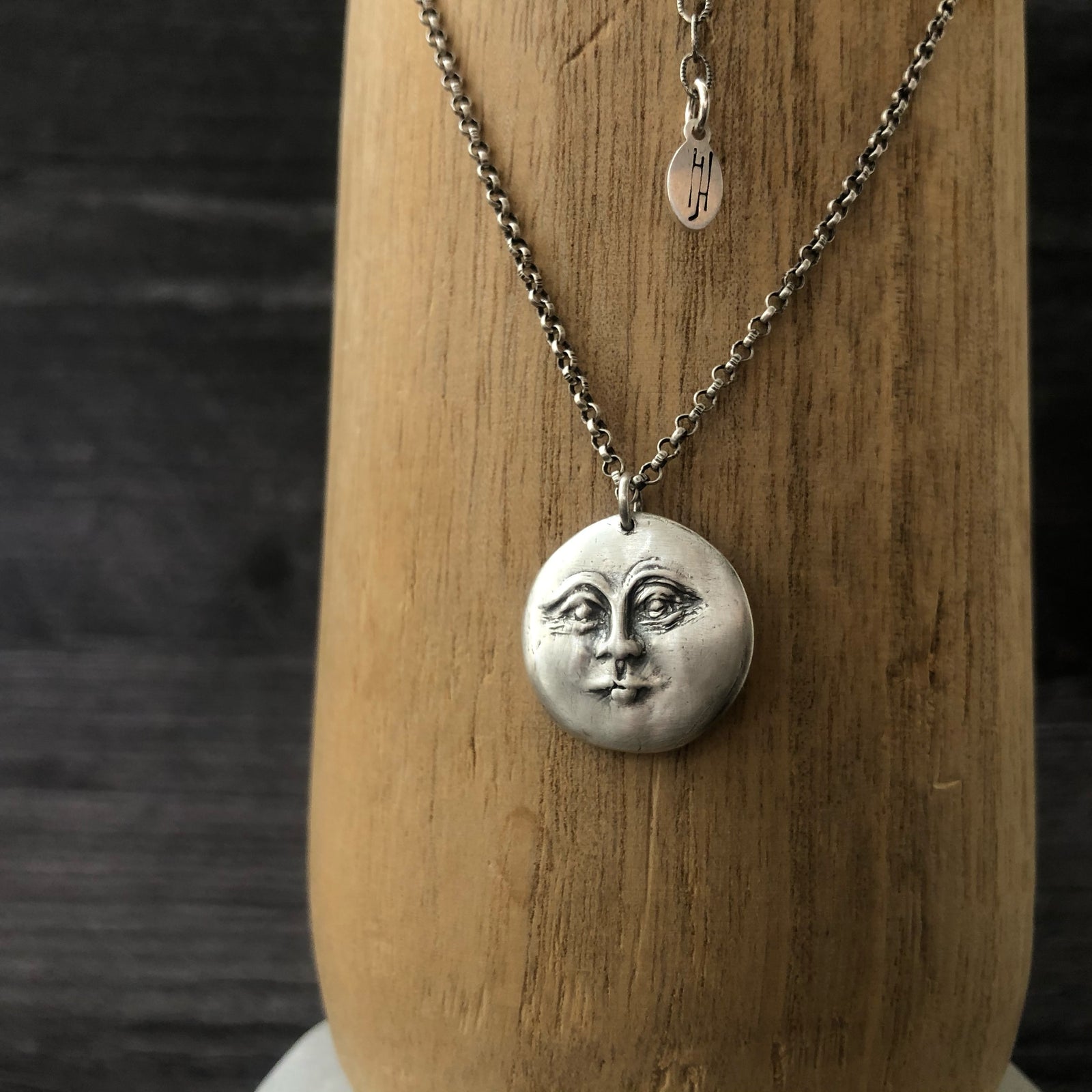 Personalized 925 Sterling Silver Handmade Moon Skull Necklace, Halloween Jewelry Moon Skull Necklace, Silver outlet Moon Necklace Gift for her