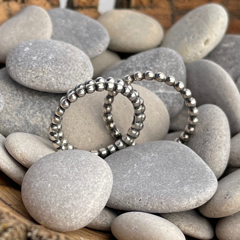 Silver Beaded Rings Beaded Spacer Bands | Sterling Silver Bead Rings