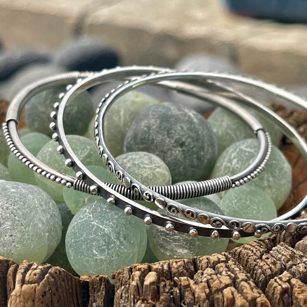 Silver bangle set deals