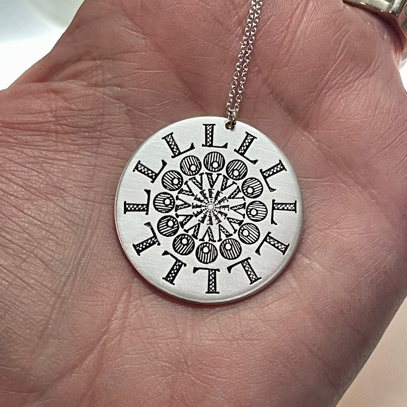 Sterling Silver Love Mandala Necklace 18”