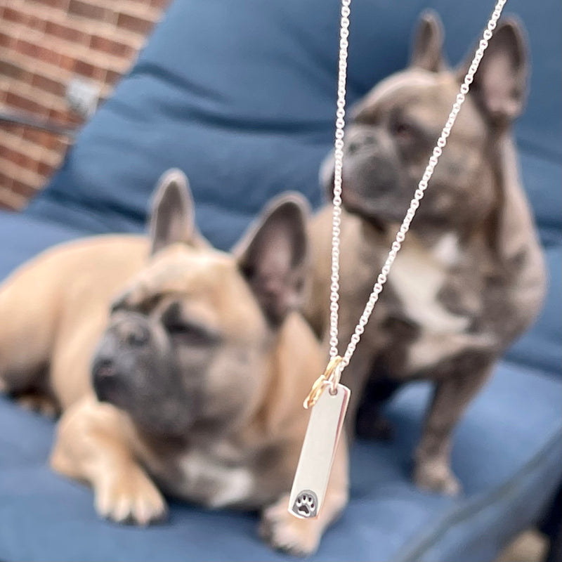 Sterling Silver Paw Necklace with Gold-filled Heart 18”