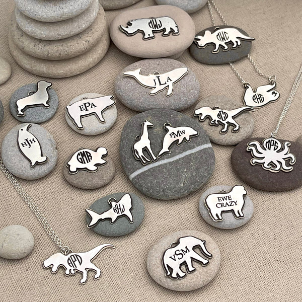 Monogram Animal Sterling Silver Necklace