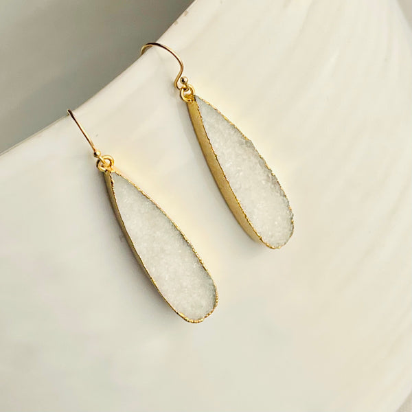 Gold-filled Druzy Drop Earrings 1.5”