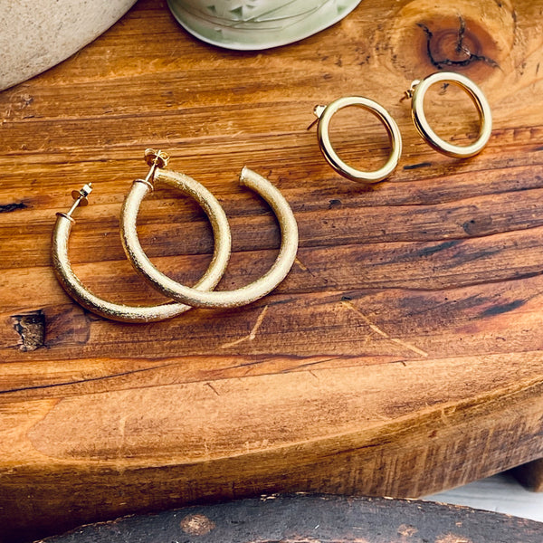 14k Gold-filled Hollow Hoop or Circle Earrings