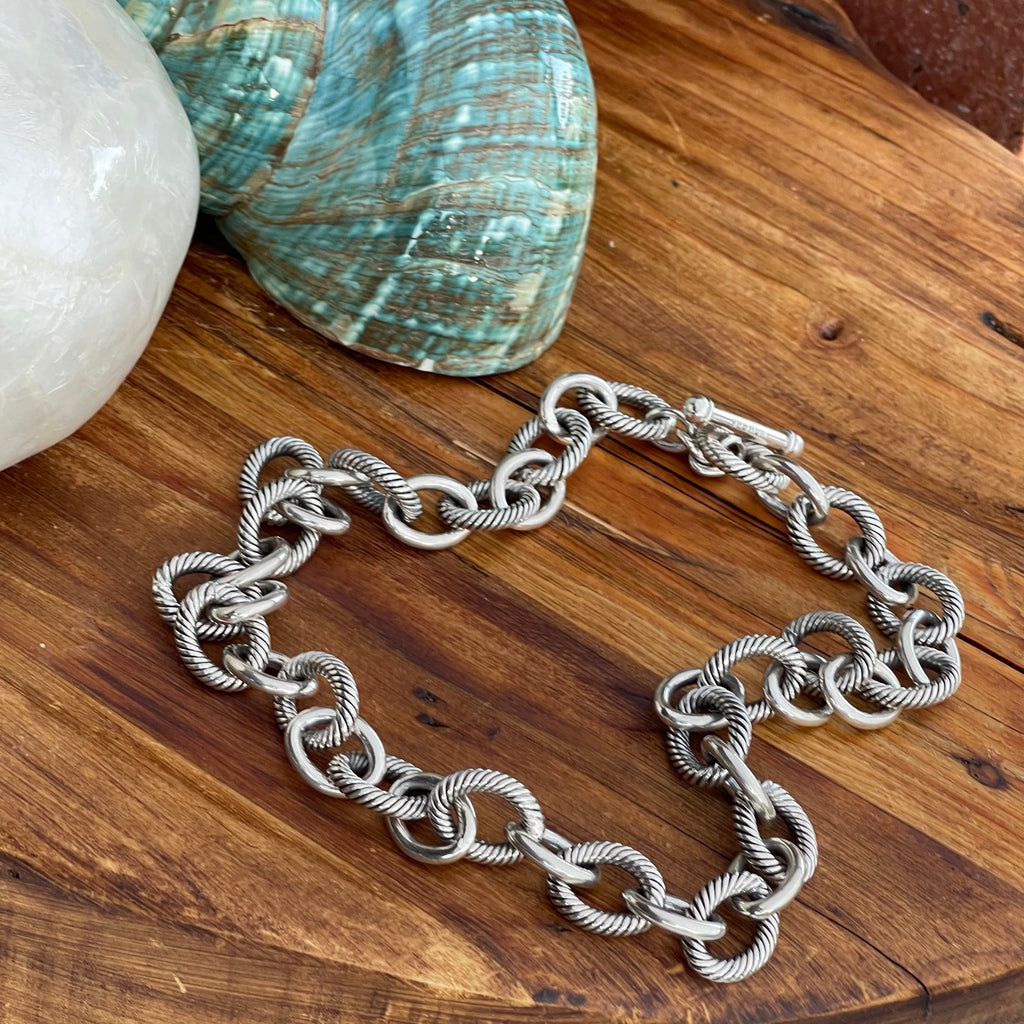 Large link sale silver necklace