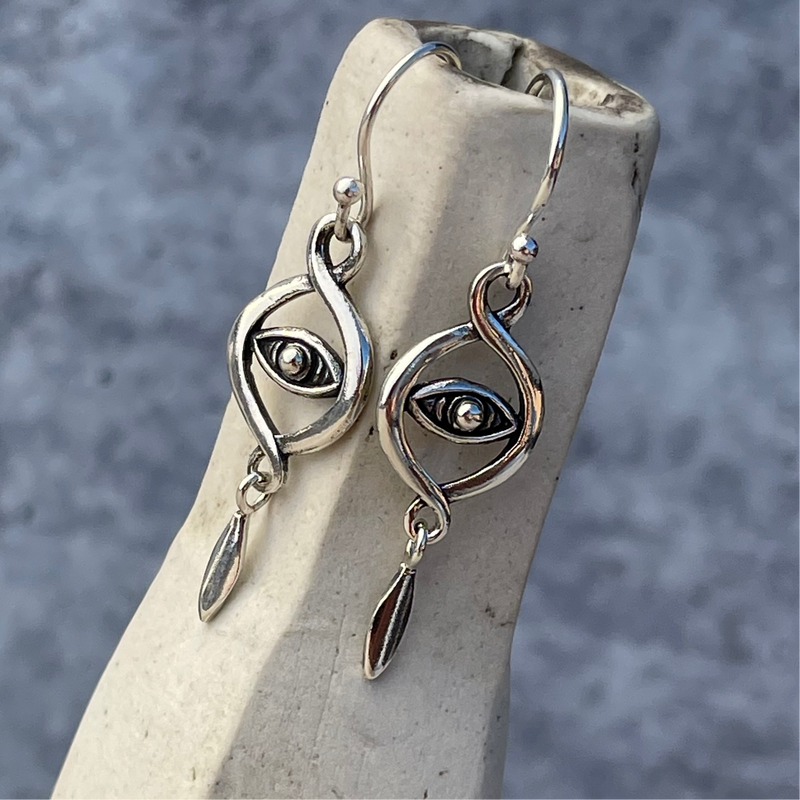 Evil Eye Protection Earrings - Sterling Silver