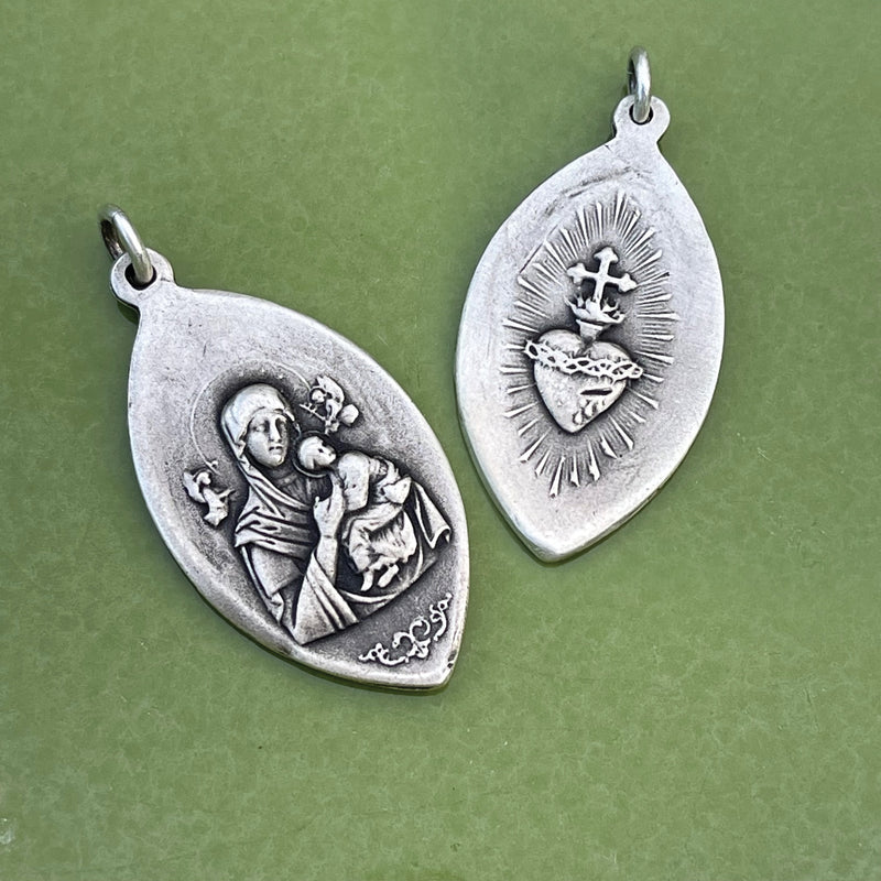 Madonna and Child Double-sided with Sacred Heart Charm