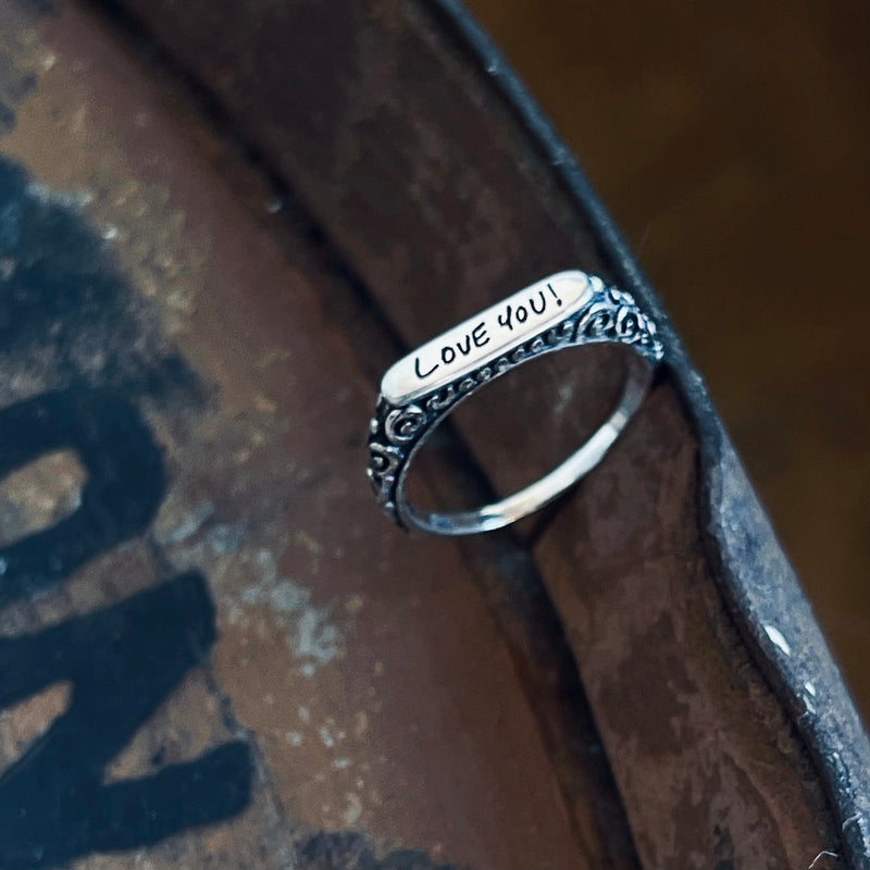 Sterling Silver Thin Handwritten Ring