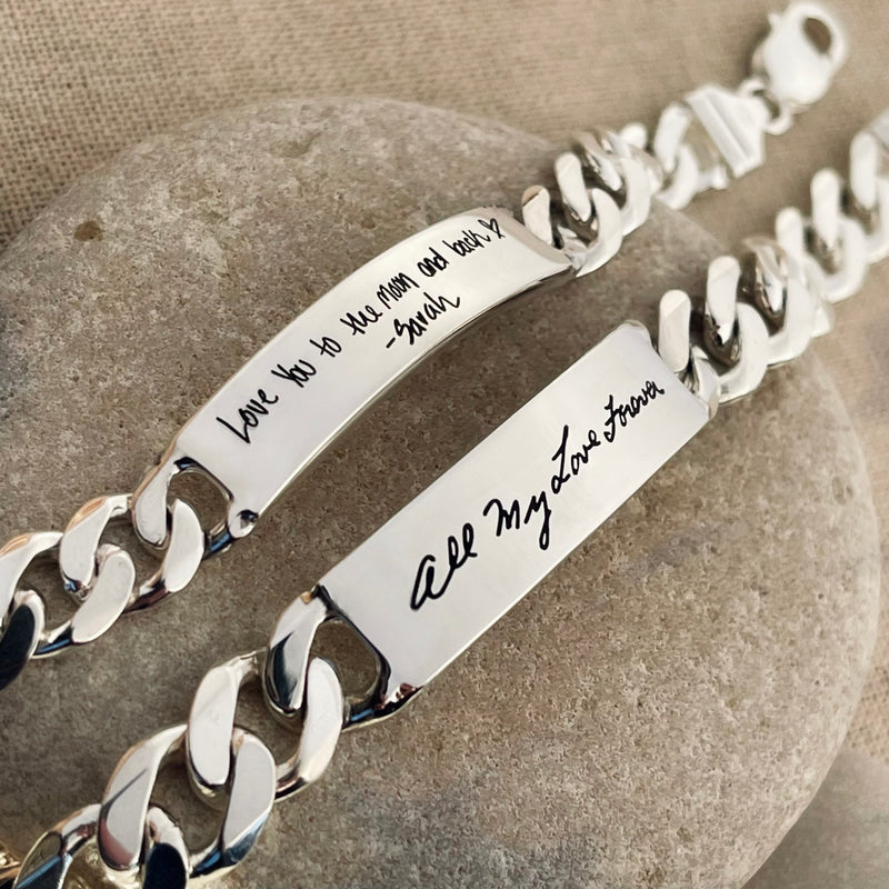 Sterling Silver Engraved Chain-Link Bracelet | HEIDIJHALE Thin Bracelet