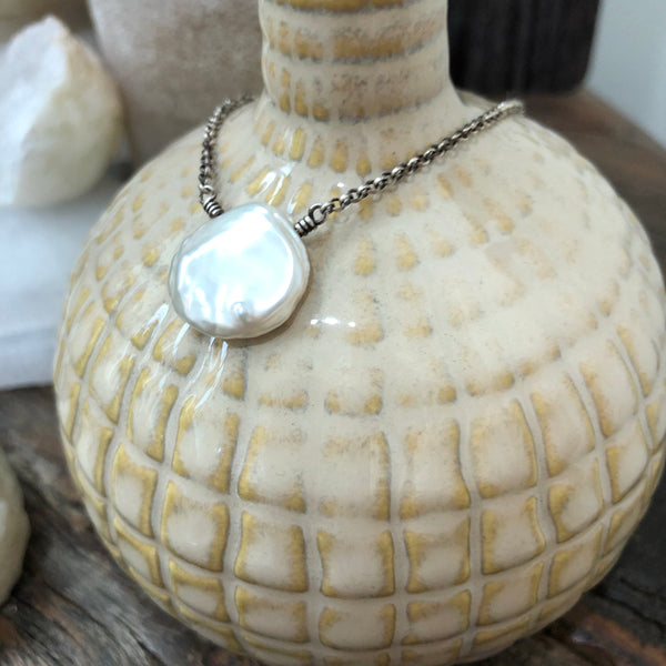 Sterling Silver Keshi Pearl Necklace