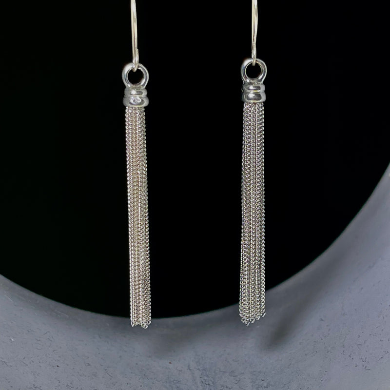 Sterling Silver Tassel Earrings 2.5”