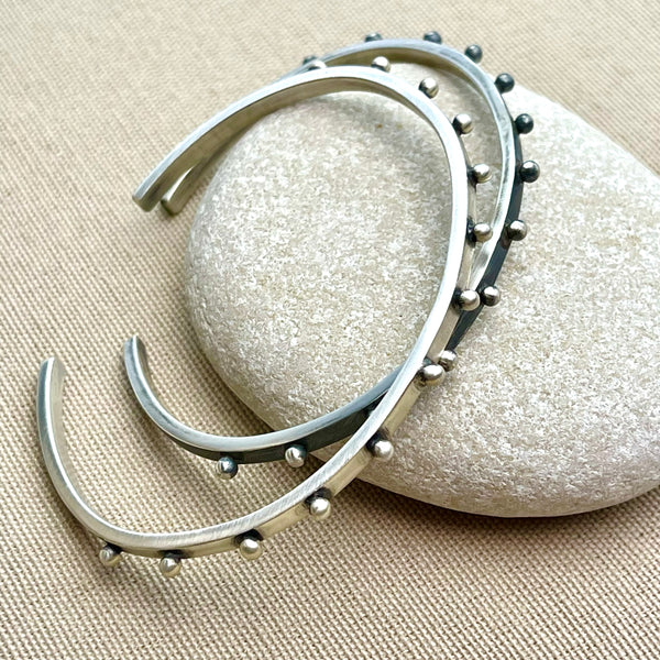Sterling Silver Dotted Thin Cuff