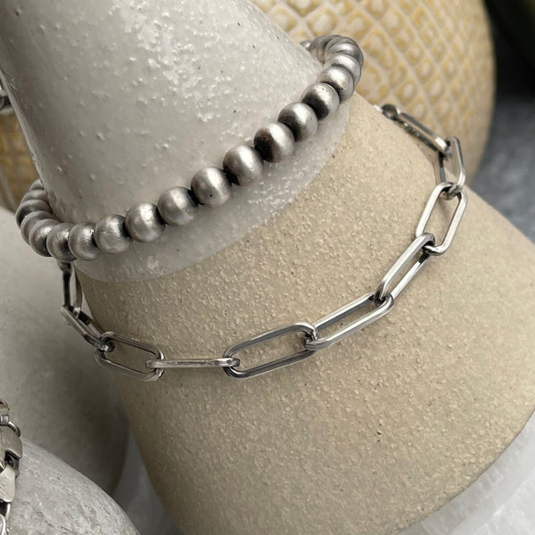 Sterling Silver Long Link Chain Bracelet