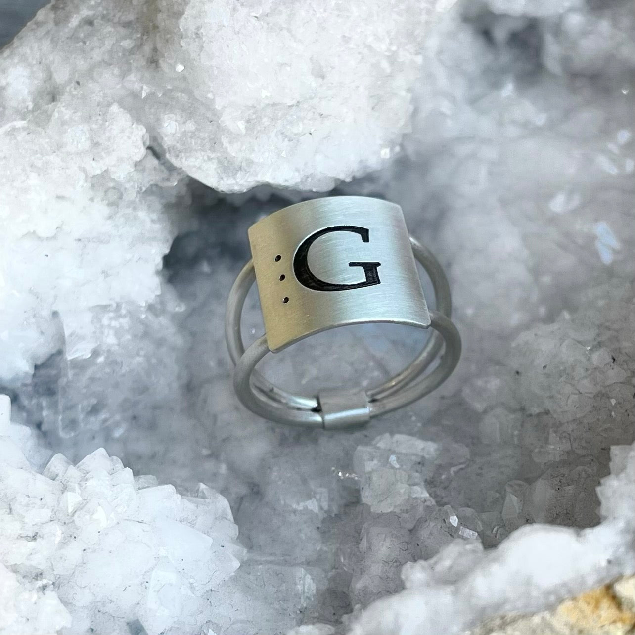 Small Initial Ring | Square Monogram Ring