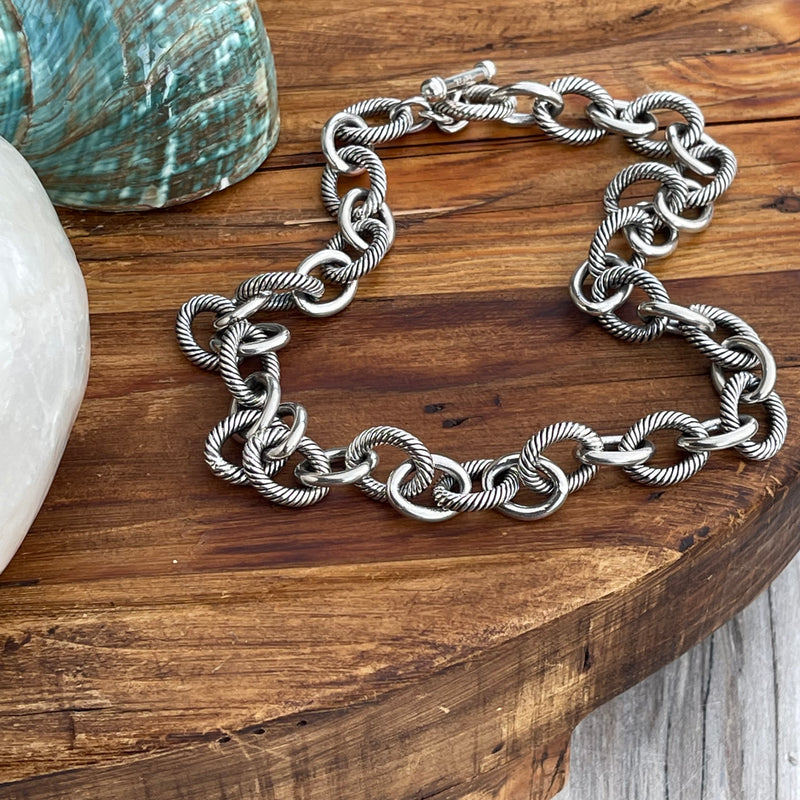 Sterling Silver Large Link Necklace 18”