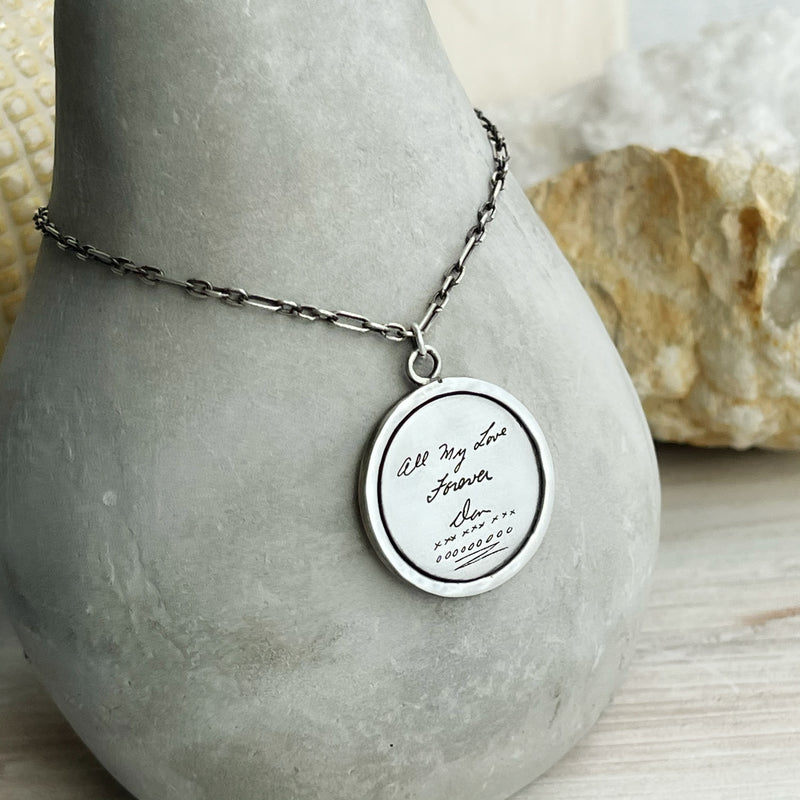 Sterling Silver Memory Pendant Necklace - Engraved
