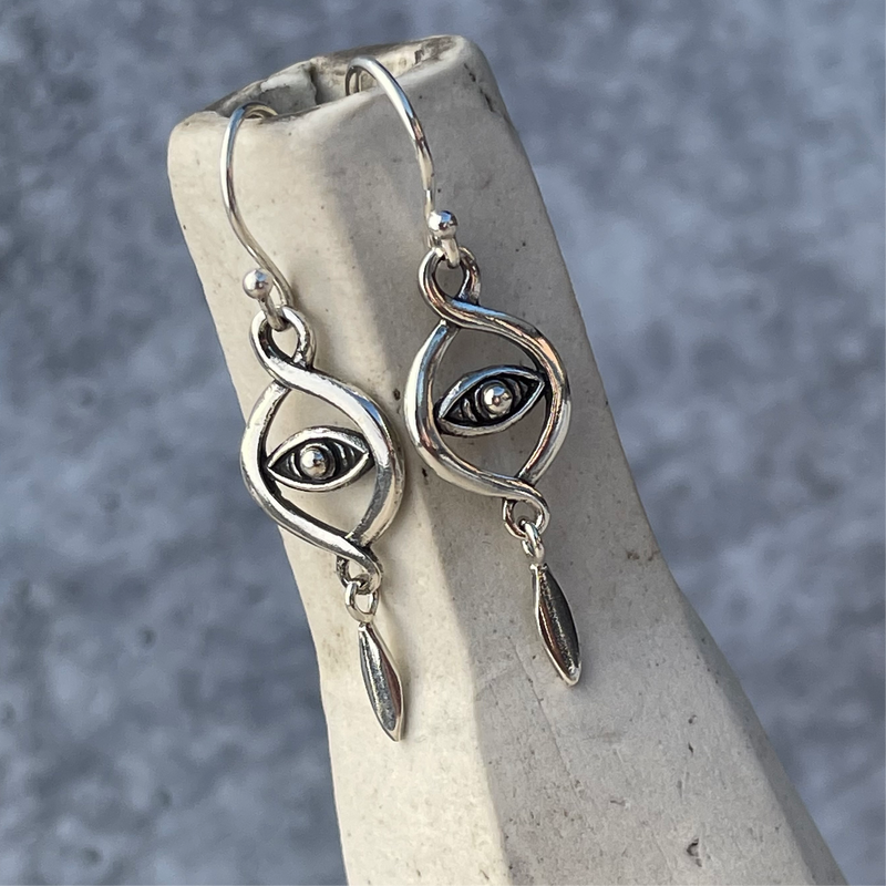 Evil Eye Protection Earrings - Sterling Silver