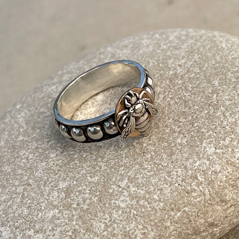 Silver and Gold Bee Ring