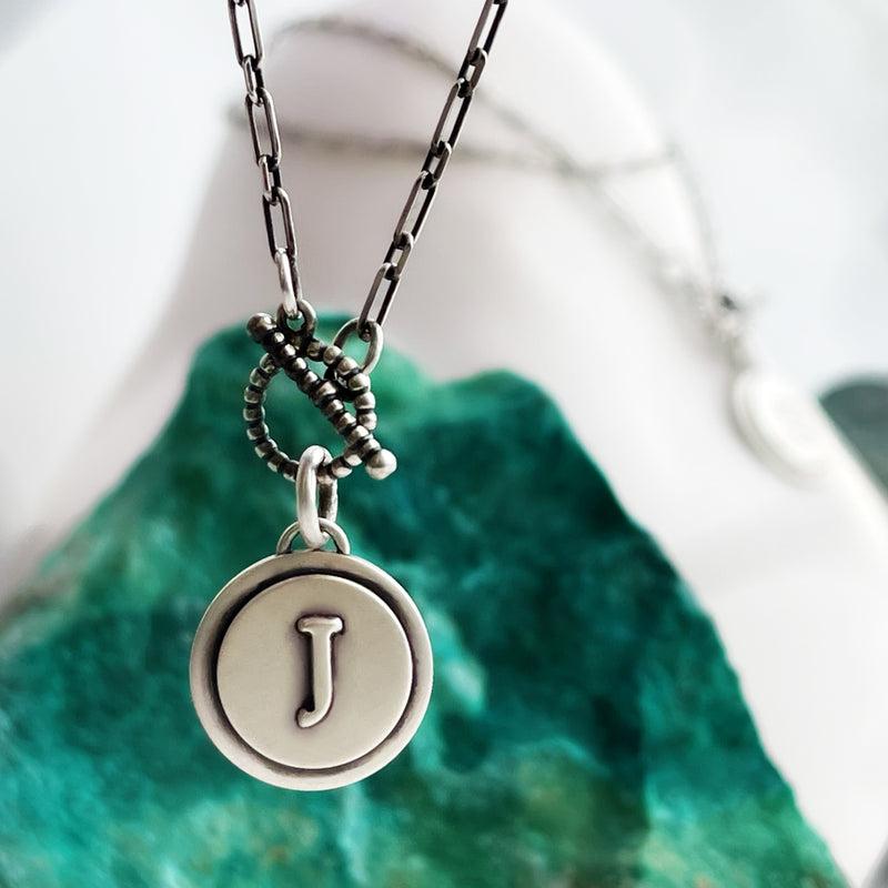 Sterling silver Initial Toggle Necklace