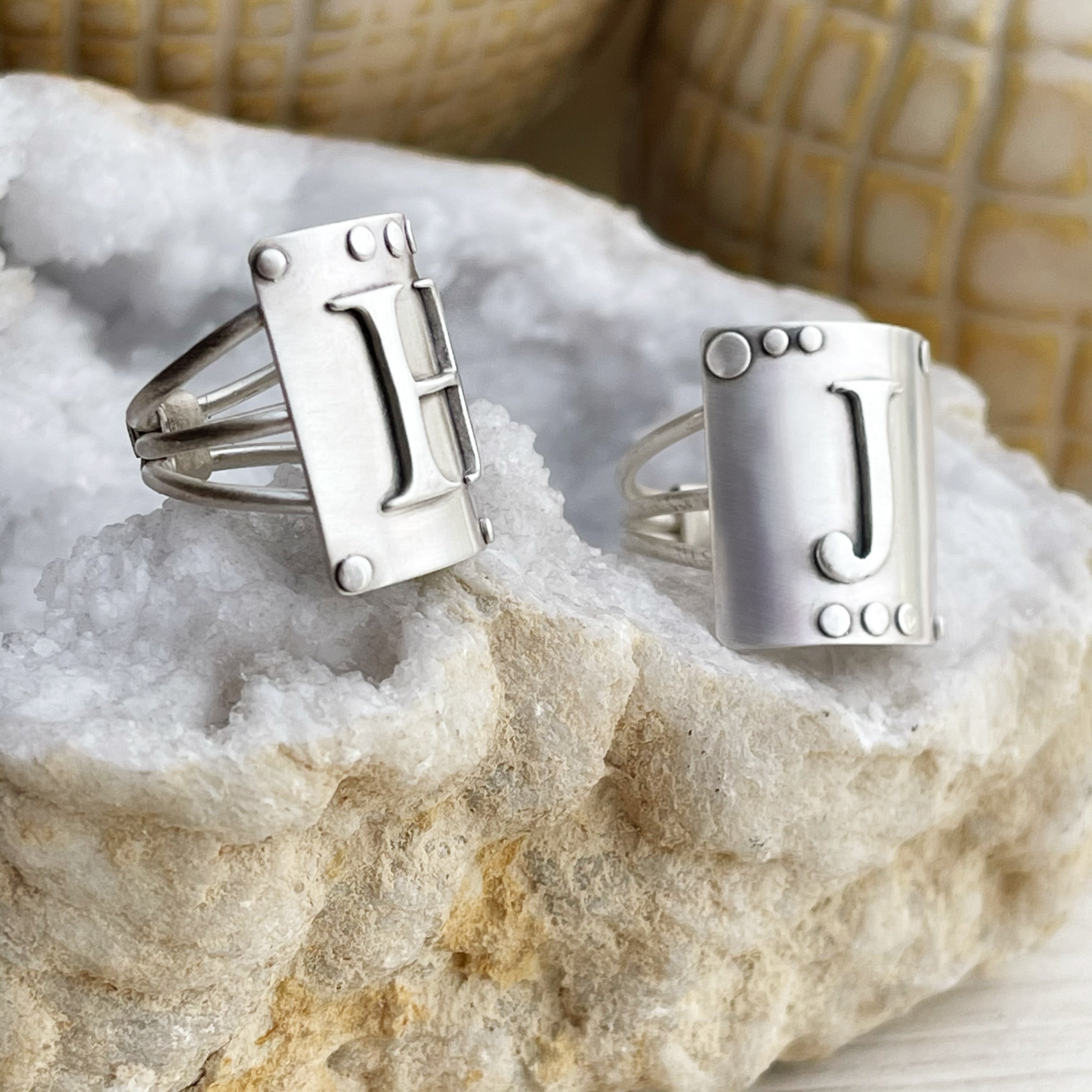 Square Initial Ring | Sterling Silver Monogram Ring
