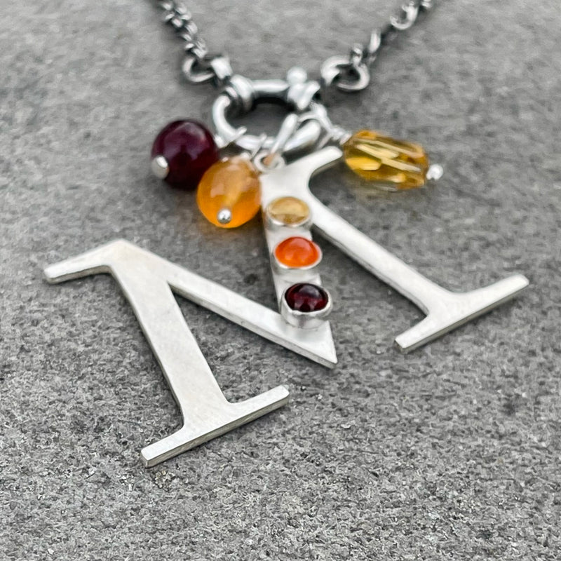 Silver letter charms for necklace discount