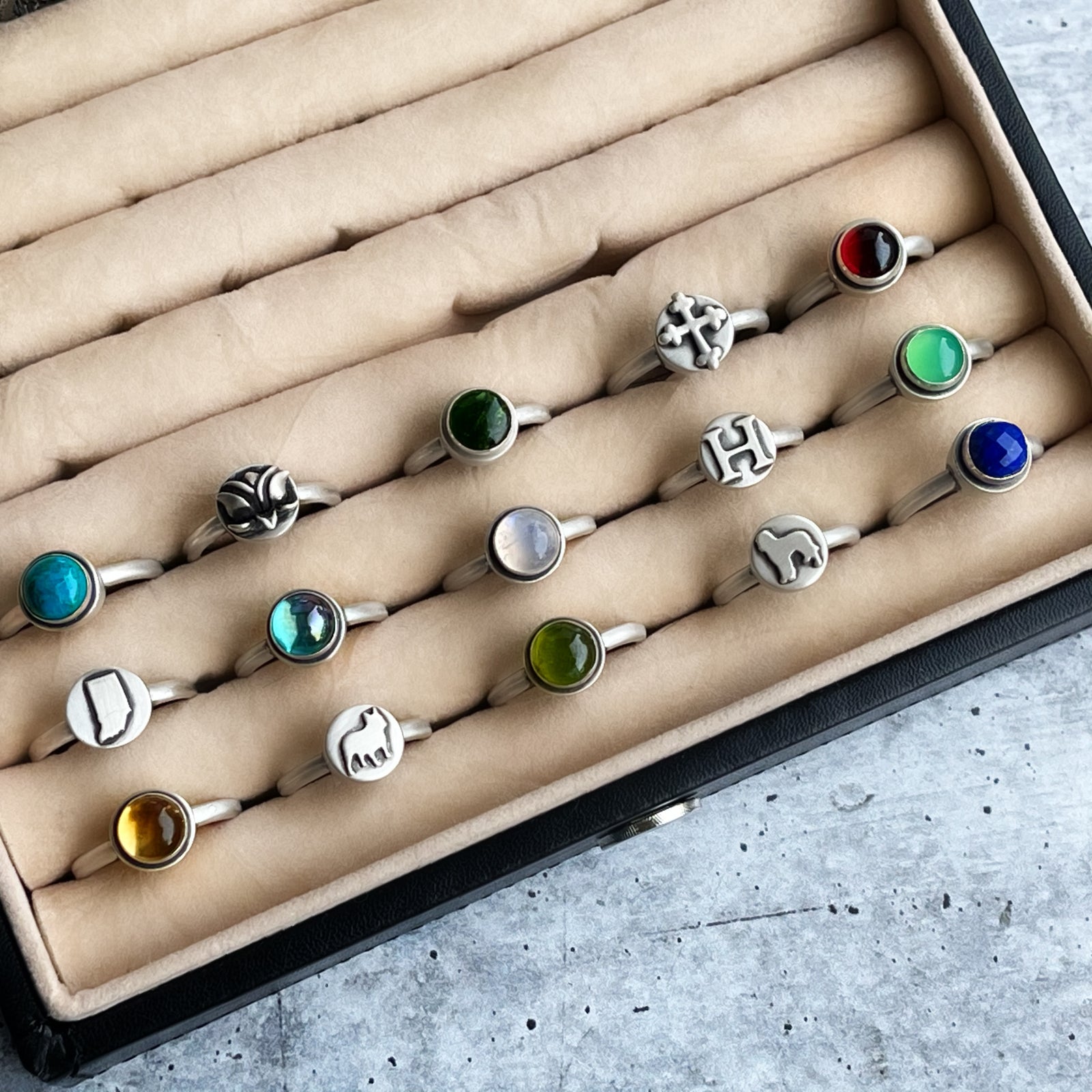 Simple Sterling Silver Gemstone or Embossed Rings
