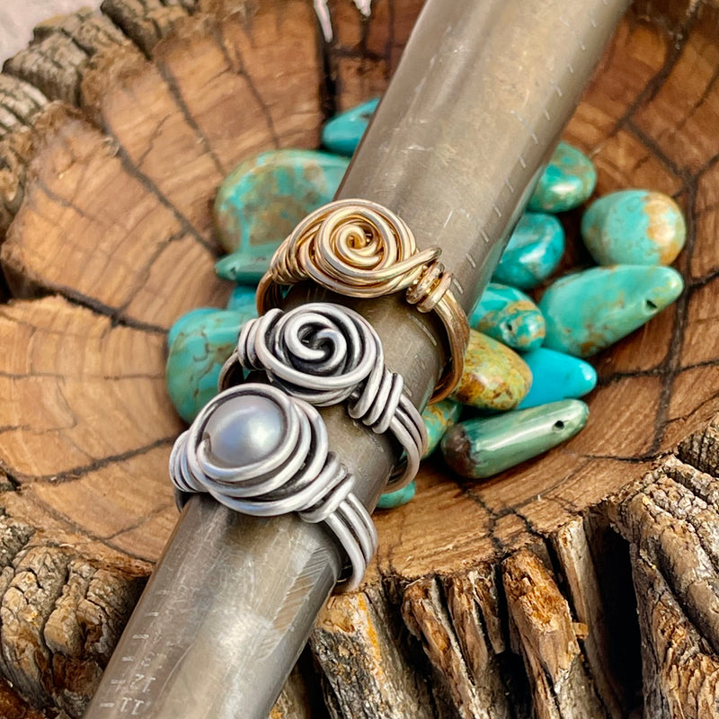 Sterling Silver Wire-Wrapped Rosette Ring