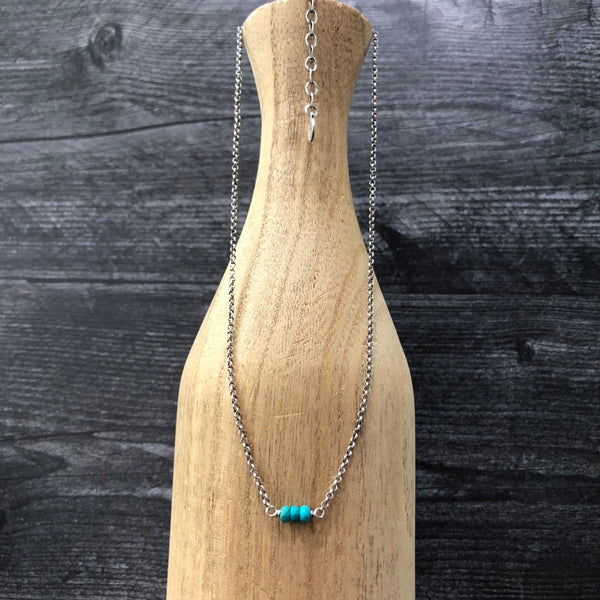 Oxidized Turquoise Necklace - Sterling silver