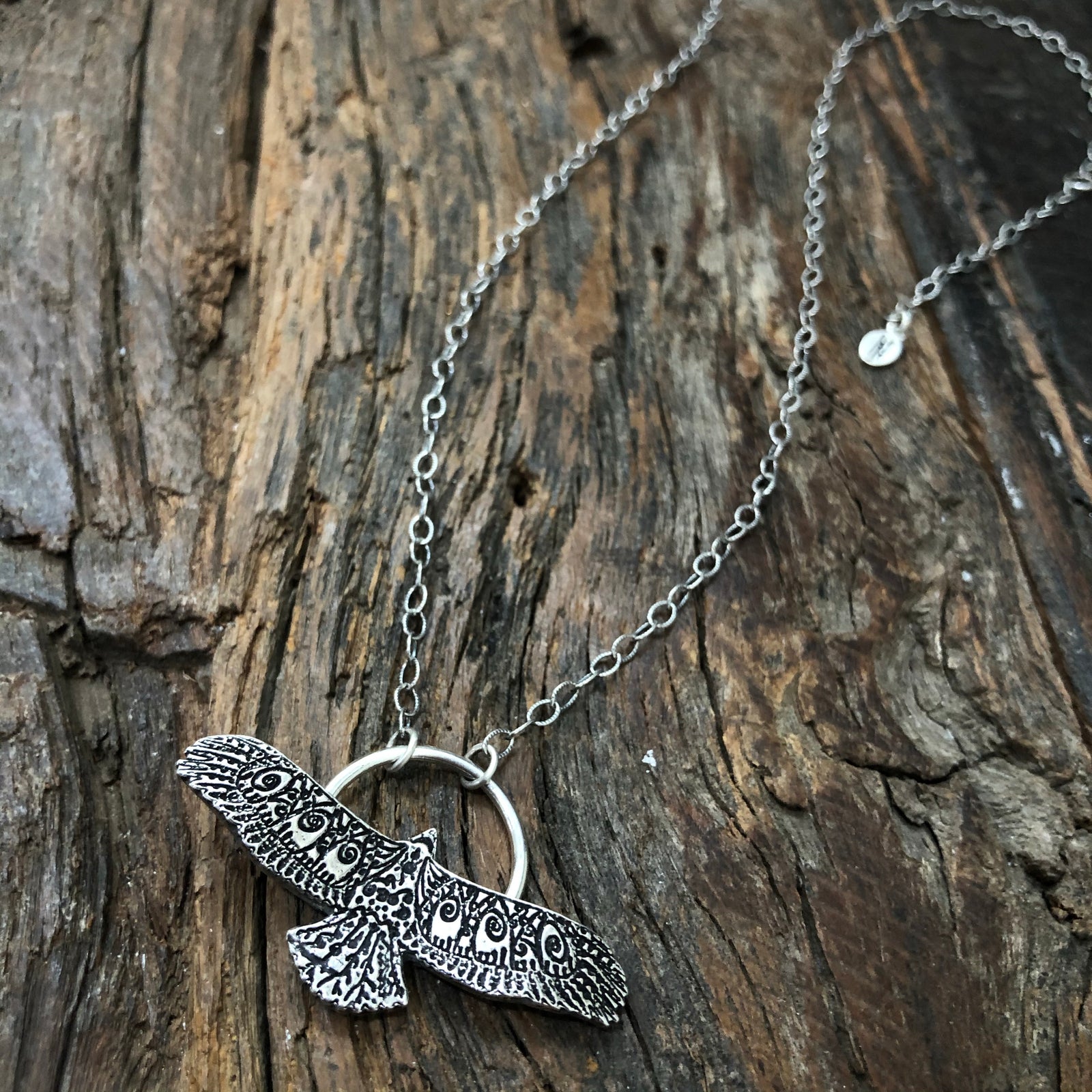 Sterling Silver Eagle Pendant Necklace - Handmade