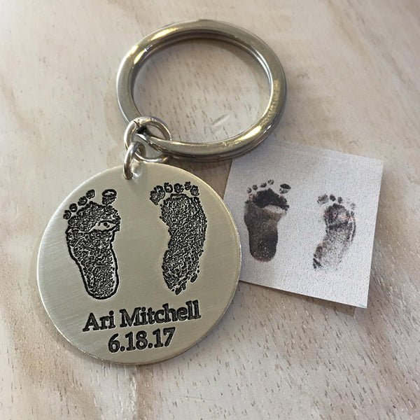Custom Engraved Sterling Silver Keychain - Handmade