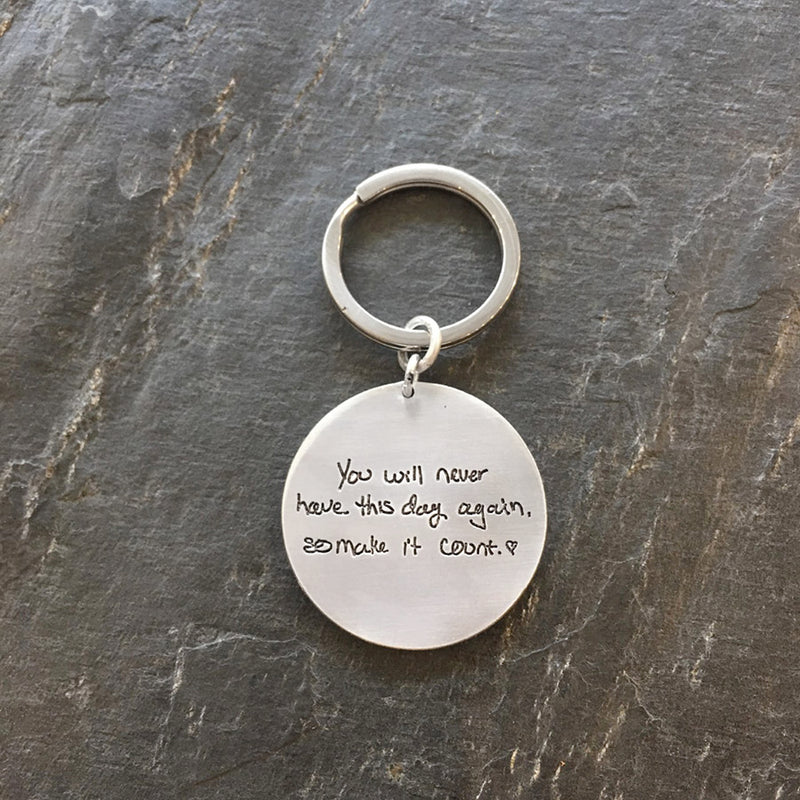 Engraved Sterling Silver Round Keychain