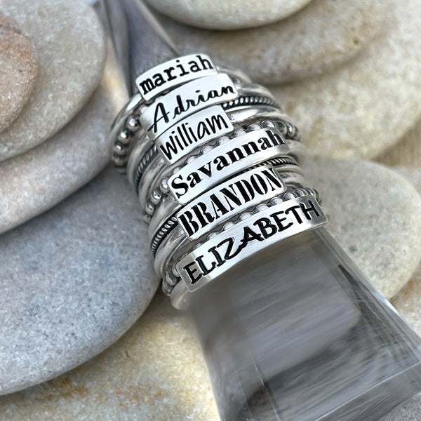 Custom Name Ring - Marked Edges on a Wide Band : Personalized your way – My Name  Rings