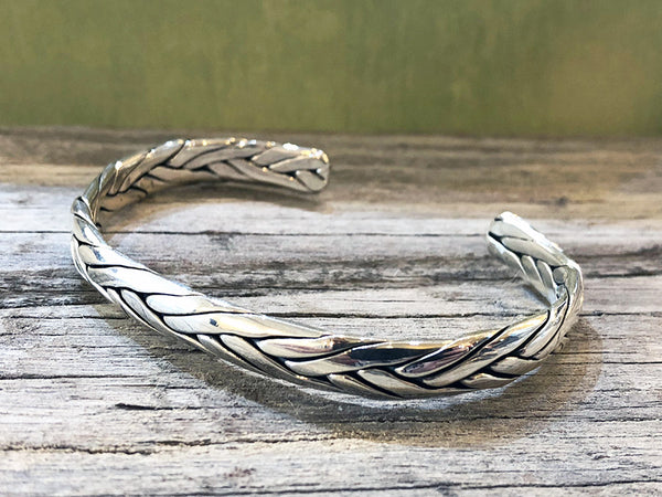 Sterling Silver Woven Cuff Bracelet - Quick Ship
