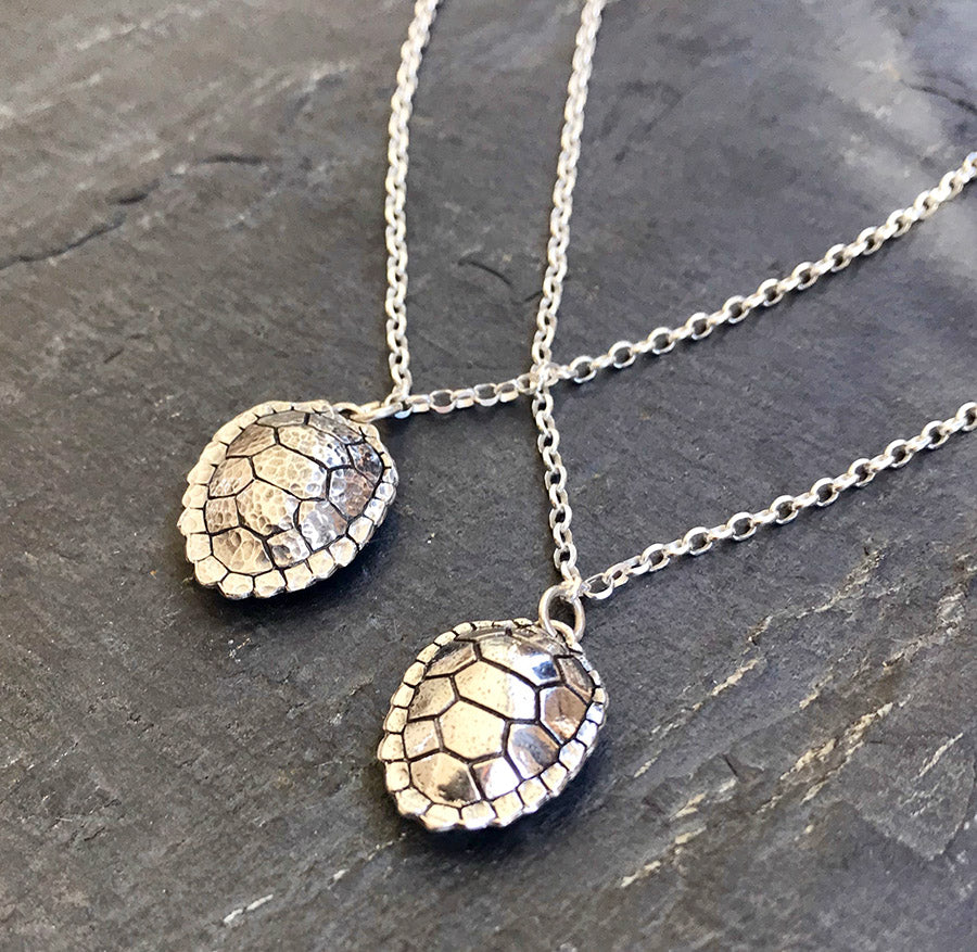 Handmade Sterling Silver Turtle Shell Necklace